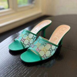 Gucci Women's Green and Multicolor Heels